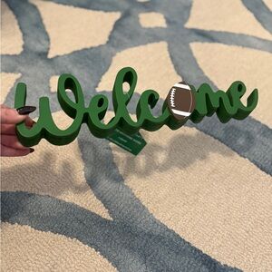 Green Welcome Sign with Football Accent - NWT